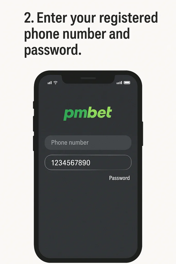 Log in to Pmbet Zambia app on Android or iOS Step2